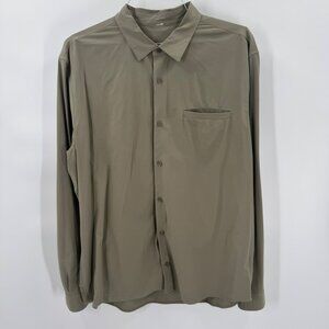 Lululemon Mens XL Olive Button-Front Long Sleeve Shirt With Chest Pocket